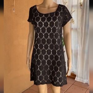 Vintage Black Lace Short Sleeve Dress